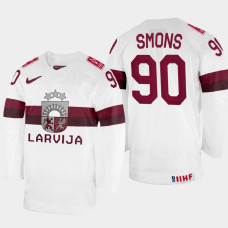 Latvijas #90 Sandis Smons 2022 IIHF World Championship White Home Jersey