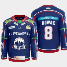 Marco Nowak #8 Eisbaren Berlin 2022 Home Hockey Blue Jersey