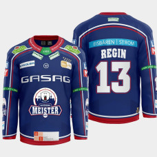 Peter Regin #13 Eisbaren Berlin 2022 Home Hockey Blue Jersey