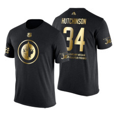 Winnipeg Jets Michael Hutchinson Gold Limited with Message T-Shirt Black