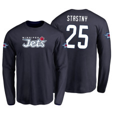 Winnipeg Jets Paul Stastny #25 Navy Long Sleeve T-Shirt