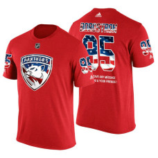 Florida Panthers Henrik Borgstrom #95 Red Banner Wave USA Flag patriotism T-Shirt