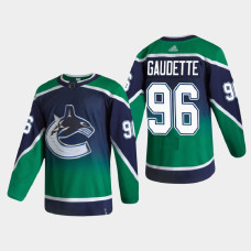 Men's Vancouver Canucks Adam Gaudette #96 2021 Season Reverse Retro Authentic Blue Jersey