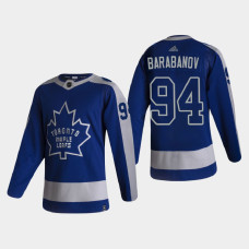 Men's Toronto Maple Leafs Alexander Barabanov #94 2021 Season Reverse Retro Authentic Pro Special Edition Blue Jersey