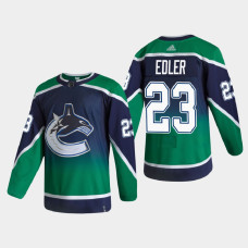 Men's Vancouver Canucks Alexander Edler #23 2021 Season Reverse Retro Authentic Blue Jersey