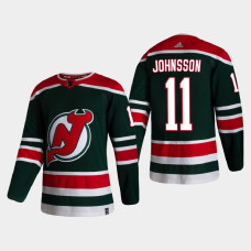 Men's New Jersey Devils Andreas Johnsson #11 2021 Season Reverse Retro Authentic Special Edition Green Jersey