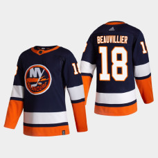 Men's New York Islanders Anthony Beauvillier #18 2021 Season Reverse Retro Authentic Special Edition Blue Jersey