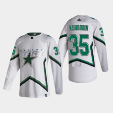 Men's Dallas Stars Anton Khudobin #35 2021 Season Reverse Retro Authentic White Jersey