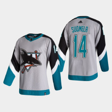 Men's San Jose Sharks Antti Suomela #14 2021 Season Reverse Retro Authentic Pro Special Edition Gray Jersey