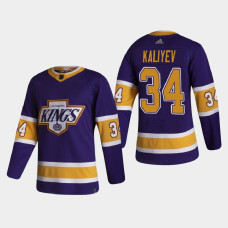 Men's Los Angeles Kings Arthur Kaliyev #34 2021 Season Reverse Retro Authentic Purple Jersey