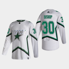 Men's Dallas Stars Ben Bishop #30 2021 Season Reverse Retro Authentic White Jersey