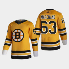 Men's Boston Bruins Brad Marchand #63 2021 Season Reverse Retro Authentic Pro Special Edition Gold Jersey