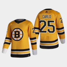 Men's Boston Bruins Brandon Carlo #25 2021 Season Reverse Retro Authentic Pro Special Edition Gold Jersey