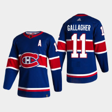 Men's Montreal Canadiens Brendan Gallagher #11 2021 Season Reverse Retro Authentic Special Edition Blue Jersey