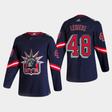 Men's New York Rangers Brendan Lemieux #48 2021 Season Reverse Retro Authentic Special Edition Navy Jersey