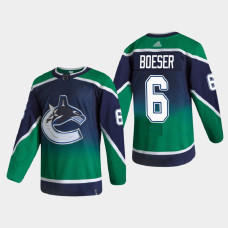 Men's Vancouver Canucks Brock Boeser #6 2021 Season Reverse Retro Authentic Blue Jersey