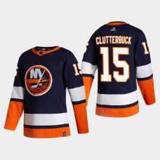 Men's New York Islanders Cal Clutterbuck #15 2021 Season Reverse Retro Authentic Special Edition Blue Jersey