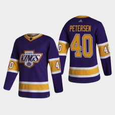 Men's Los Angeles Kings Calvin Petersen #40 2021 Season Reverse Retro Authentic Purple Jersey