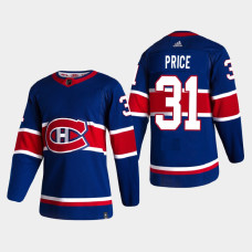 Men's Montreal Canadiens Carey Price #31 2021 Season Reverse Retro Authentic Special Edition Blue Jersey