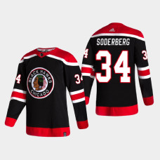 Men's Chicago Blackhawks Carl Soderberg #34 2021 Season Reverse Retro Authentic Pro Special Edition Black Jersey