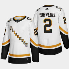 Men Pittsburgh Penguins Chad Ruhwedel #2 2021 Season Reverse Retro Fourth Authentic White Jersey