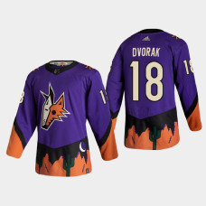 Men's Arizona Coyotes Christian Dvorak #18 2021 Season Reverse Retro Authentic Special Edition Purple Jersey