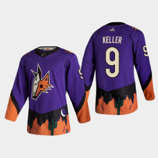 Men's Arizona Coyotes Clayton Keller #9 2021 Season Reverse Retro Authentic Special Edition Purple Jersey