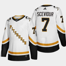 Men Pittsburgh Penguins Colton Sceviour #7 2021 Season Reverse Retro Fourth Authentic White Jersey