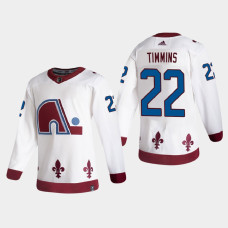 Men's Colorado Avalanche Conor Timmins #22 2021 Season Reverse Retro Authentic Pro Special Edition White Jersey