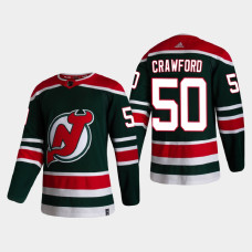 Men's New Jersey Devils Corey Crawford #50 2021 Season Reverse Retro Authentic Special Edition Green Jersey