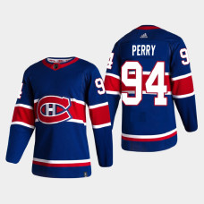 Men's Montreal Canadiens Corey Perry #94 2021 Season Reverse Retro Authentic Pro Special Edition Royal Jersey