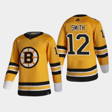 Men's Boston Bruins Craig Smith #12 2021 Season Reverse Retro Authentic Pro Special Edition Gold Jersey