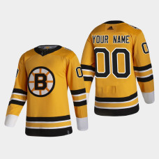 Men's Boston Bruins Custom #00 2021 Season Reverse Retro Authentic Pro Special Edition Gold Jersey