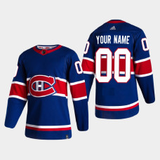 Men's Montreal Canadiens Custom #00 2021 Season Reverse Retro Authentic Special Edition Blue Jersey