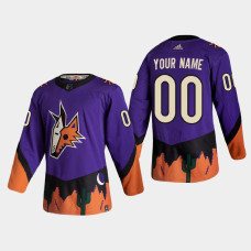 Men's Arizona Coyotes Custom #00 2021 Season Reverse Retro Authentic Special Edition Purple Jersey