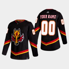 Men's Calgary Flames Custom #00 2021 Season Reverse Retro Authentic Black Jersey