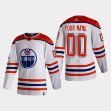 Men's Edmonton Oilers Custom #00 2021 Season Reverse Retro Authentic Special Edition White Jersey