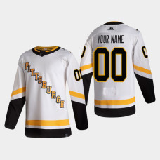 Men's Pittsburgh Penguins Custom #00 2021 Season Reverse Retro Authentic Pro Special Edition White Jersey