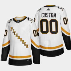 Men Pittsburgh Penguins Custom #00 2021 Season Reverse Retro Fourth Authentic White Jersey