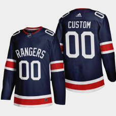 Men New York Rangers Custom #00 2021 Season Reverse Retro Authentic Navy Jersey