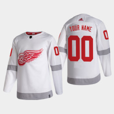 Men's Detroit Red Wings Custom #00 2021 Season Reverse Retro Authentic White Jersey