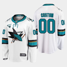 Men San Jose Sharks Custom #00 2021 Season Reverse Retro 30th Anniversary White Jersey