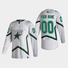 Men's Dallas Stars Custom #00 2021 Season Reverse Retro Authentic White Jersey