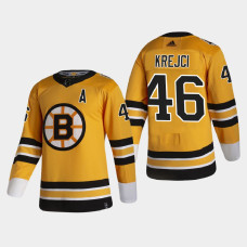 Men's Boston Bruins David Krejci #46 2021 Season Reverse Retro Authentic Pro Special Edition Gold Jersey