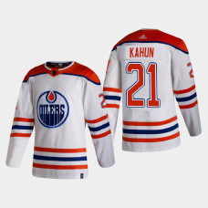 Men's Edmonton Oilers Dominik Kahun #21 2021 Season Reverse Retro Authentic Special Edition White Jersey