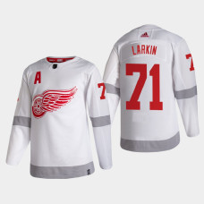 Men's Detroit Red Wings Dylan Larkin #71 2021 Season Reverse Retro Authentic White Jersey