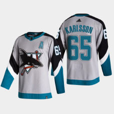 Men San Jose Sharks Erik Karlsson #65 2021 Season Reverse Retro Special Edition Authentic Grey Jersey