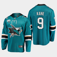 Men San Jose Sharks Evander Kane #9 2021 Season Reverse Retro 30th Anniversary Home Teal Jersey