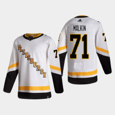 Men's Pittsburgh Penguins Evgeni Malkin #71 2021 Season Reverse Retro Authentic Pro Special Edition White Jersey