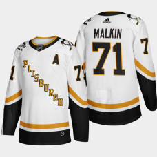 Men Pittsburgh Penguins Evgeni Malkin #71 2021 Season Reverse Retro Fourth Authentic White Jersey